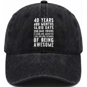 40 Years of Being Awesome Washed Cotton Baseball Cap Vintage 1986 Fortieth Birthday Graphic TS12 Print Your Wear