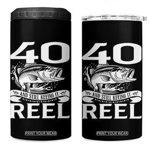 Still Keeping It Reel At 40 4 in 1 Can Cooler Tumbler Fisherman Birthday Gift TS12 One Size: 16 oz Black Print Your Wear