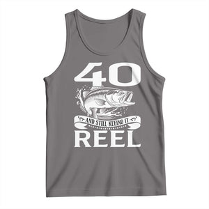 Still Keeping It Reel At 40 Tank Top Fisherman Birthday Gift TS12 Deep Heather Print Your Wear
