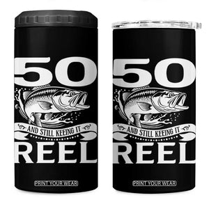 Still Keeping It Reel At 50 4 in 1 Can Cooler Tumbler Fisherman Birthday Gift TS12 One Size: 16 oz Black Print Your Wear