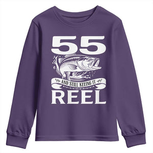 Still Keeping It Reel At 55 Youth Sweatshirt Fisherman Birthday Gift TS12 Purple Print Your Wear