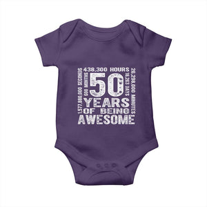 Funny 50th Birthday Gift Baby Onesie 50 Years Of Being Awesome TS12 Purple Print Your Wear