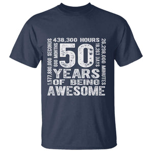 Funny 50th Birthday Gift T Shirt 50 Years Of Being Awesome TS12 Navy Print Your Wear