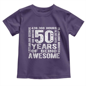 Funny 50th Birthday Gift Toddler T Shirt 50 Years Of Being Awesome TS12 Purple Print Your Wear