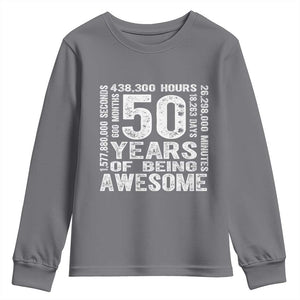 Funny 50th Birthday Gift Youth Sweatshirt 50 Years Of Being Awesome TS12 Charcoal Print Your Wear