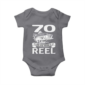 Still Keeping It Reel At 70 Baby Onesie Fisherman Birthday Gift TS12 Charcoal Print Your Wear