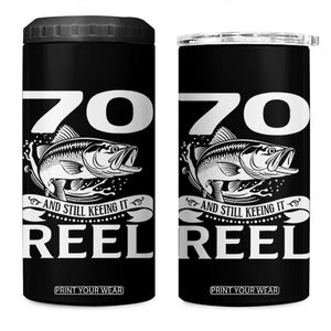 Still Keeping It Reel At 70 4 in 1 Can Cooler Tumbler Fisherman Birthday Gift TS12 One Size: 16 oz Black Print Your Wear