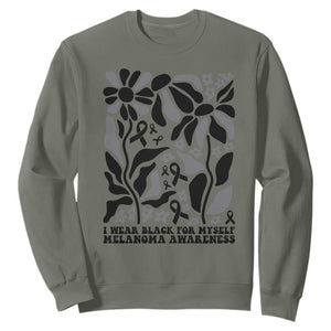 Melanoma Awareness Sweatshirt I Wear Black For Myself Skin Cancer Survivor TS12 Military Green Print Your Wear