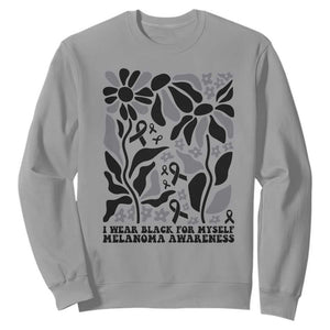 Melanoma Awareness Sweatshirt I Wear Black For Myself Skin Cancer Survivor TS12 Sport Gray Print Your Wear
