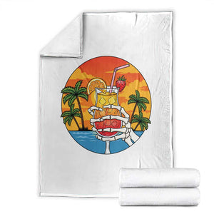 Tropical Skeleton Summerween Throw Blanket Beach Cocktail Vacation