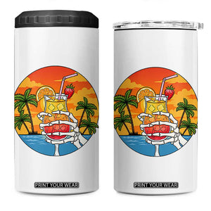 Tropical Skeleton Summerween 4 in 1 Can Cooler Tumbler Beach Cocktail Vacation