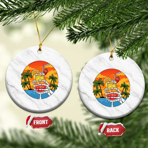 Tropical Skeleton Summerween Ceramic Ornament Beach Cocktail Vacation