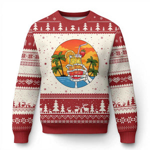 Tropical Skeleton Summerween Ugly Christmas Sweater Beach Cocktail Vacation