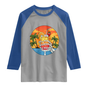 Tropical Skeleton Summerween Raglan Shirt Beach Cocktail Vacation