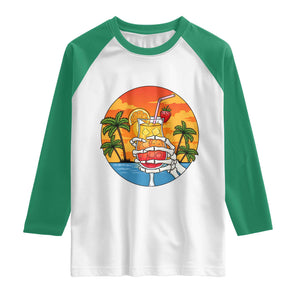 Tropical Skeleton Summerween Raglan Shirt Beach Cocktail Vacation