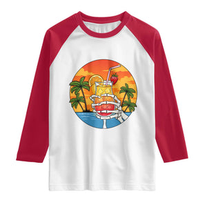 Tropical Skeleton Summerween Raglan Shirt Beach Cocktail Vacation