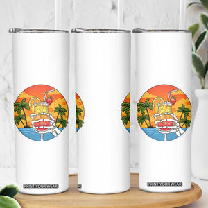 Tropical Skeleton Summerween Skinny Tumbler Beach Cocktail Vacation