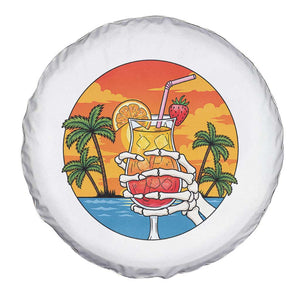 Tropical Skeleton Summerween Spare Tire Cover Beach Cocktail Vacation