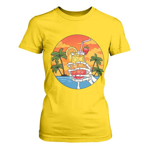 Tropical Skeleton Summerween T Shirt For Women Beach Cocktail Vacation