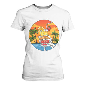 Tropical Skeleton Summerween T Shirt For Women Beach Cocktail Vacation