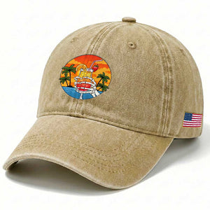 Tropical Skeleton Summerween Washed Cotton Baseball Cap Beach Cocktail Vacation
