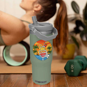 Tropical Skeleton Summerween Flip Straw Tumbler Beach Cocktail Vacation