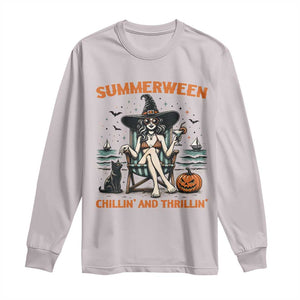 Witchy Beach Summerween Vacation Long Sleeve Shirt Chillin And Thrillin