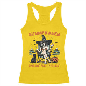Witchy Beach Summerween Vacation Racerback Tank Top Chillin And Thrillin