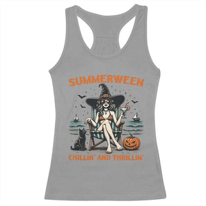 Witchy Beach Summerween Vacation Racerback Tank Top Chillin And Thrillin