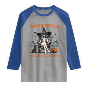Witchy Beach Summerween Vacation Raglan Shirt Chillin And Thrillin