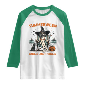 Witchy Beach Summerween Vacation Raglan Shirt Chillin And Thrillin
