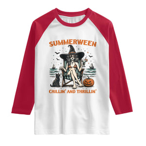 Witchy Beach Summerween Vacation Raglan Shirt Chillin And Thrillin