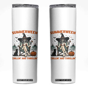 Witchy Beach Summerween Vacation Skinny Tumbler Chillin And Thrillin