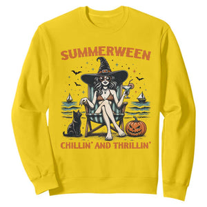 Witchy Beach Summerween Vacation Sweatshirt Chillin And Thrillin