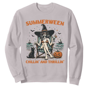 Witchy Beach Summerween Vacation Sweatshirt Chillin And Thrillin