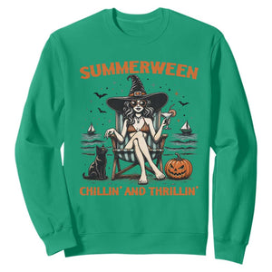Witchy Beach Summerween Vacation Sweatshirt Chillin And Thrillin
