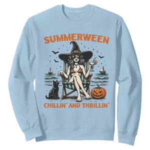Witchy Beach Summerween Vacation Sweatshirt Chillin And Thrillin