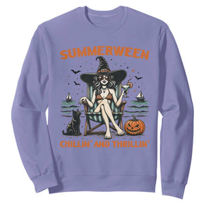 Witchy Beach Summerween Vacation Sweatshirt Chillin And Thrillin