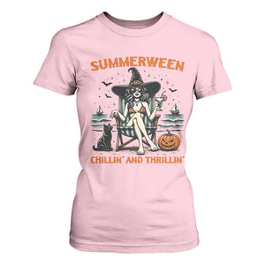 Witchy Beach Summerween Vacation T Shirt For Women Chillin And Thrillin