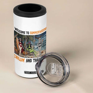 Welcome To Summerween Chillin And Thrillin 4 in 1 Can Cooler Tumbler Funny Summer Halloween