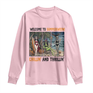 Welcome To Summerween Chillin And Thrillin Long Sleeve Shirt Funny Summer Halloween