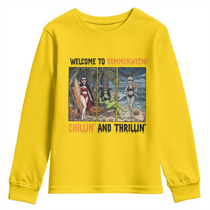 Welcome To Summerween Chillin And Thrillin Youth Sweatshirt Funny Summer Halloween