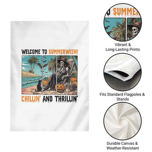 Welcome To Summerween Chillin And Thrillin Garden Flag Spooky Beach Party Gift