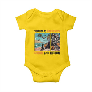 Welcome To Summerween Chillin And Thrillin Baby Onesie Spooky Beach Party Gift
