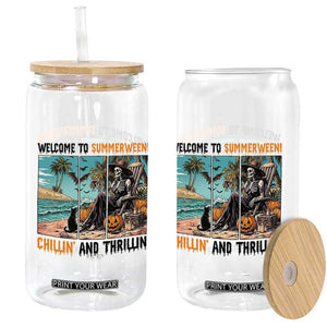 Welcome To Summerween Chillin And Thrillin Glass Can Spooky Beach Party Gift