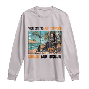 Welcome To Summerween Chillin And Thrillin Long Sleeve Shirt Spooky Beach Party Gift