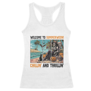 Welcome To Summerween Chillin And Thrillin Racerback Tank Top Spooky Beach Party Gift