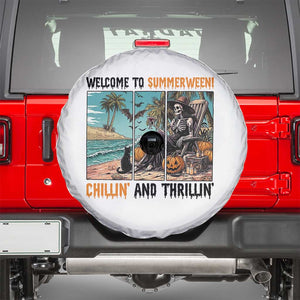 Welcome To Summerween Chillin And Thrillin Spare Tire Cover Spooky Beach Party Gift