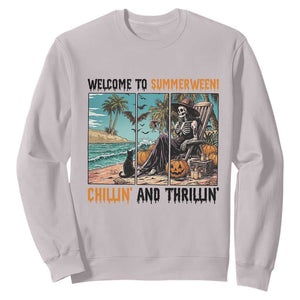 Welcome To Summerween Chillin And Thrillin Sweatshirt Spooky Beach Party Gift