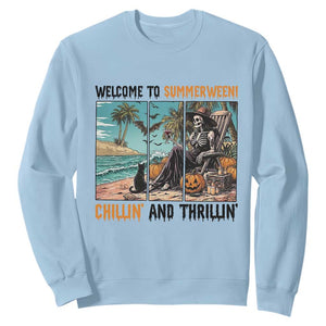 Welcome To Summerween Chillin And Thrillin Sweatshirt Spooky Beach Party Gift